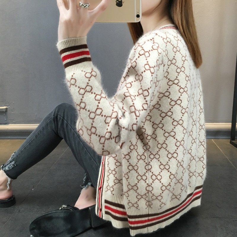 Áo Khoác Cardigan Dệt Kim Dáng Rộng Phong Cách Hàn Quốc Thời Trang Mùa Thu Cho Nữ