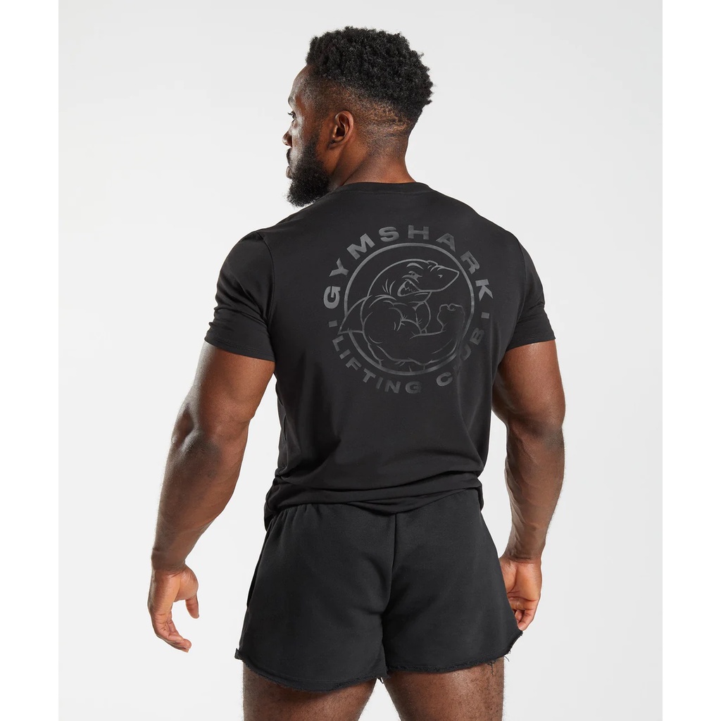 Ready stock gymshk legacy men's athletic slim fit round neck shark short sleeve t-shirt co giãn thoáng khí