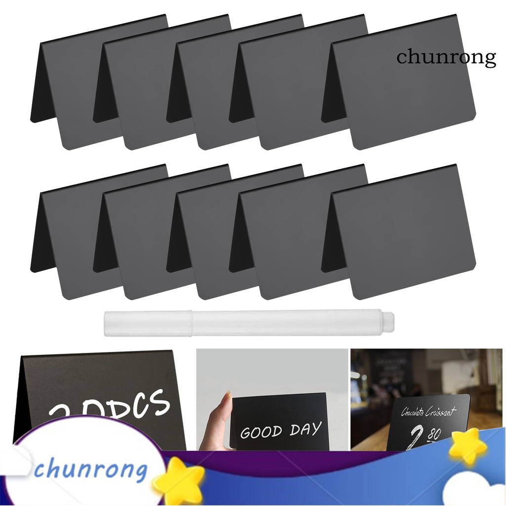Set 10 Tấm Bảng Đen Mini Hình Chữ A Kèm Bút Lông Lau Cạnh Tròn Hai Mặt Dành Cho Làm Bánh