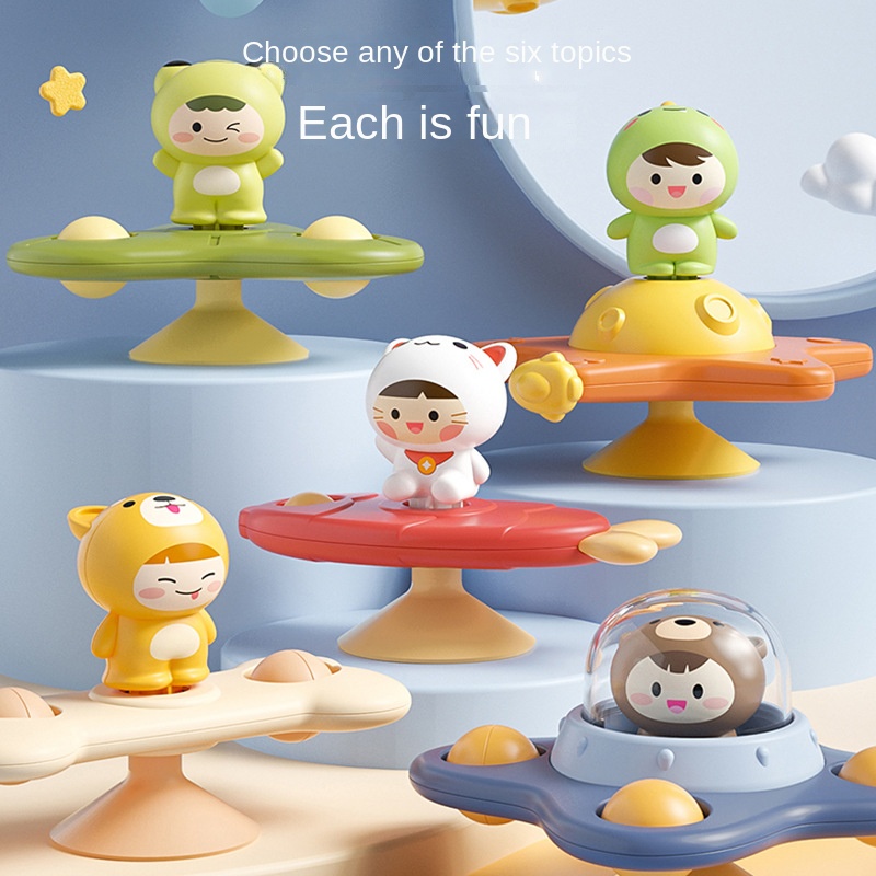Đồ chơi trẻ em mainan baby cốc hút mới bàn quay đồ chơi trẻ em hoa phim hoạt hình bàn ăn trẻ em và ghế xoay con quay hồi chuyển 0-1-2 tuổi 3 bé