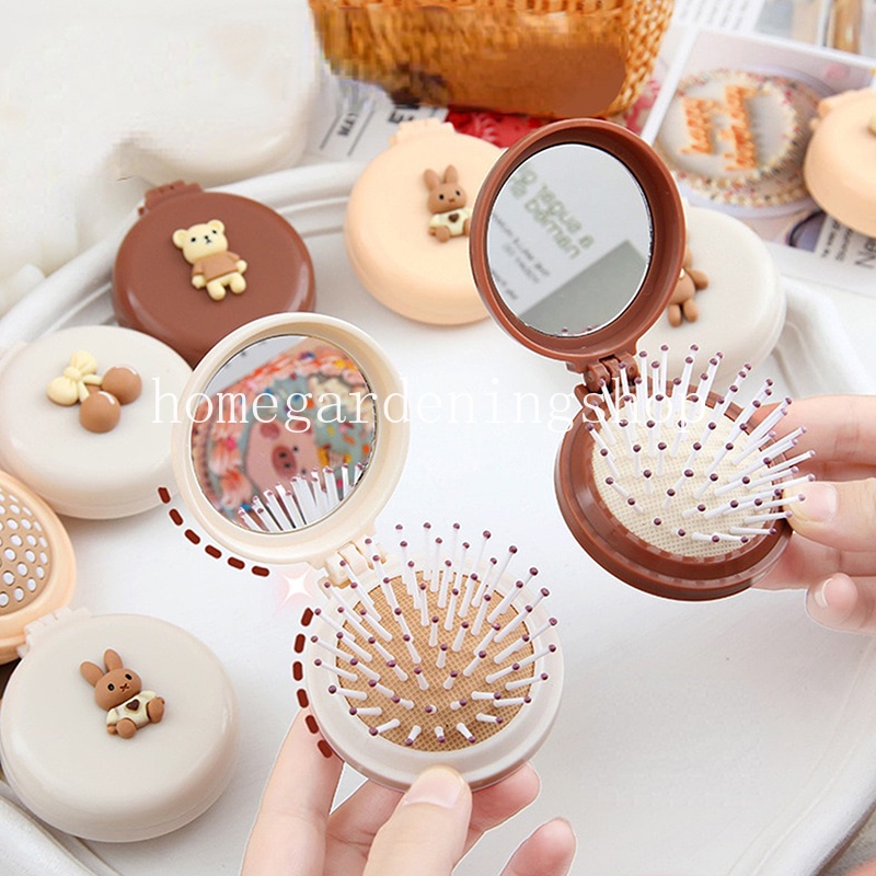 Lược Chải Tóc Mini Kèm Gương Dạng Gập Hình Hoạt Hình Dễ Thương Có Thể Gập Lại Cho Học Sinh Nữ