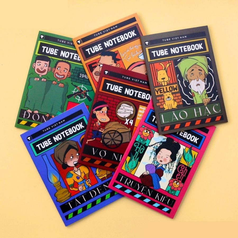 Vở kẻ ngang có chấm Tube Notebook bìa phong cách văn học TB0122 68 trang, sổ tay B5 dễ thương