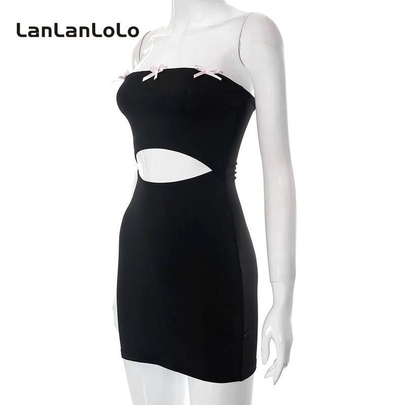 Đầm Trễ Vai Màu Trơn Đính Nơ Thời Trang 2023 Cho Nữ