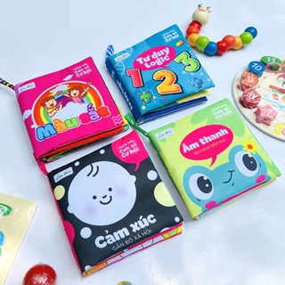 Sách vải song ngữ kích thích thị giác phát triển đa giác quan với nhiều chủ đề cho bé