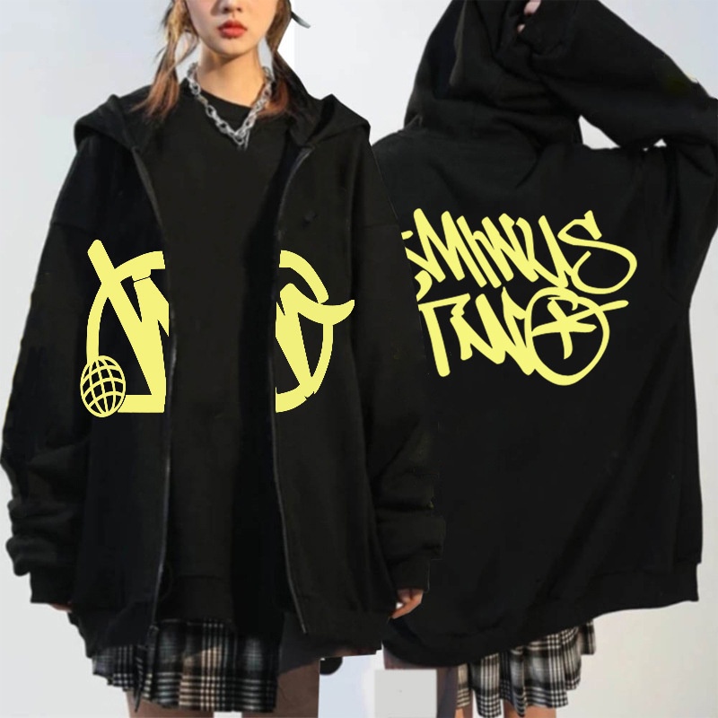 Áo Khoác Hoodie Có Khóa Kéo Minus Two Y2K In Họa Tiết Đường Phố harajuku Dành Cho Nam Nữ