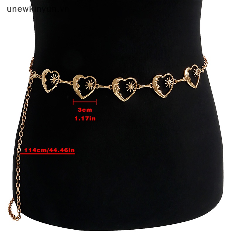 Uu harajuku punk moon thắt lưng kim loại phụ nữ cổ điển punk gothic moon sun dây chuyền thắt lưng cao thắt lưng mặt dây chuyền thắt lưng nữ vn