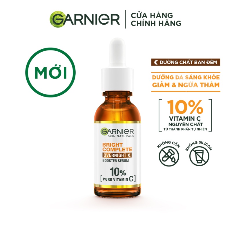 Dưỡng chất ban đêm sáng da ngừa thâm Garnier 10% Vitamin C Bright Complete Overnight Serum 30ml