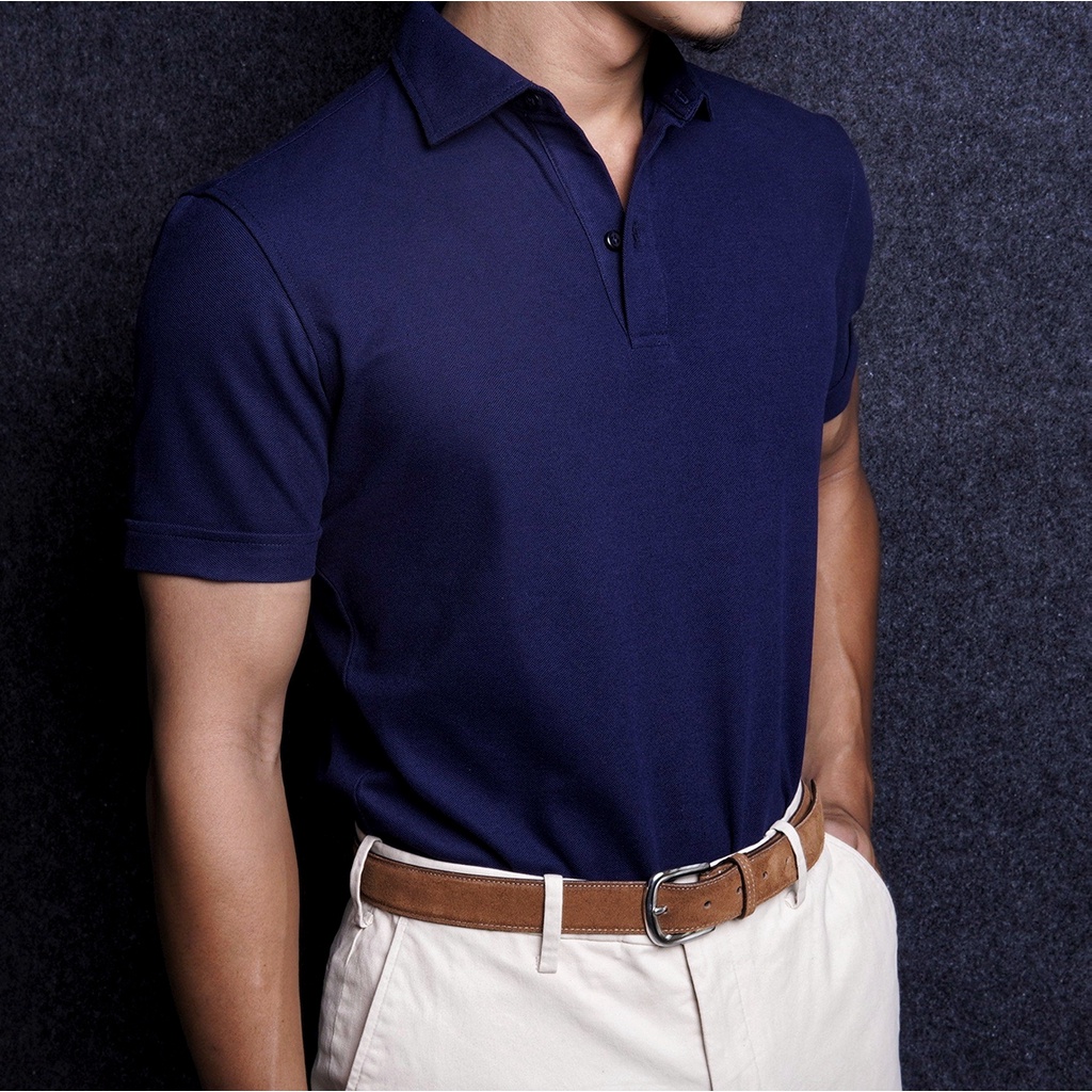 Áo Polo nam Sang Trọng, Thanh Lịch Monrizo màu xanh - Premium Blue Cotton Nano