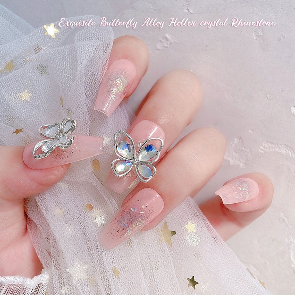 Set 10 Phụ Kiện Trang Trí Móng Tay Nghệ Thuật Bằng Hợp Kim Đính Đá Xinh Xắn