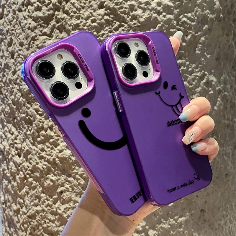 Ốp Điện Thoại Cứng Mặt Nhám Hình Mặt Cười Đơn Giản Cho iphone 11 12 13 14 Pro Max 14plus ip 11promax 12promax 13promax