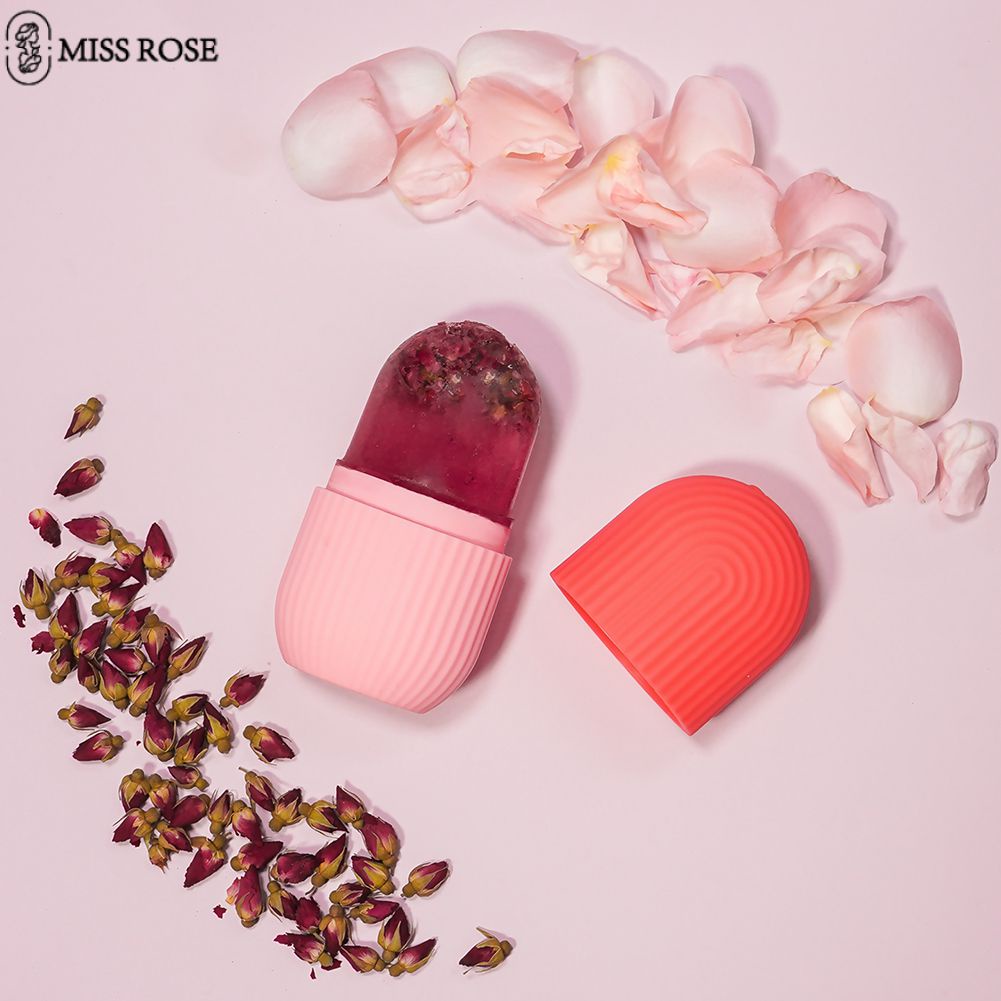 Hoa Hậu Hoa Hồng Đá Lăn Massage Mặt Silicone Cube Khuôn Đá Mặt Đá Lăn Cho Mặt Mắt Chăm Sóc Da