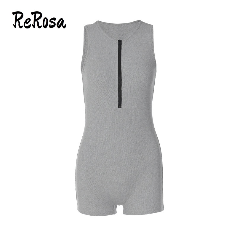 Jumpsuit Sát Nách Cổ Chữ U Màu Trơn Dáng Ôm Phối Khóa Kéo Thời Trang 2023 Cho Bạn Gái