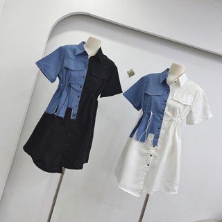 Váy Sơmi Thô phối bò chun eo Tấm Clothes