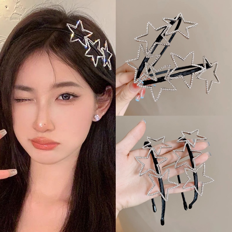 Băng Đô Cài Tóc Đính Đá Hình Ngôi Sao Năm Cánh Đơn Giản Chống Trượt Phong Cách Hàn Quốc