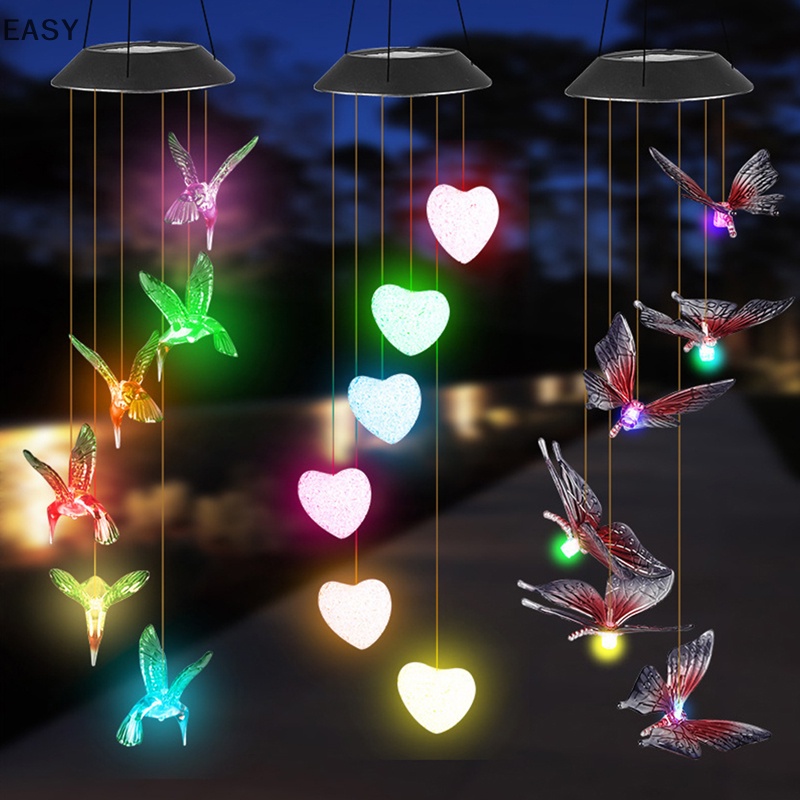 Ea năng lượng mặt trời đầy màu sắc chuông gió hummingbird chống thấm nước windchime solar light vn