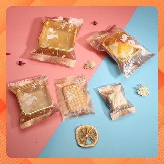 100 Túi đựng cookie bánh quy, kẹo con thỏ nâu 5*8,5cm
