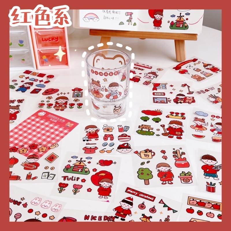 Set 20 tấm Sticker nhiều Hình Dán dễ thương nhãn dán cute trang trí