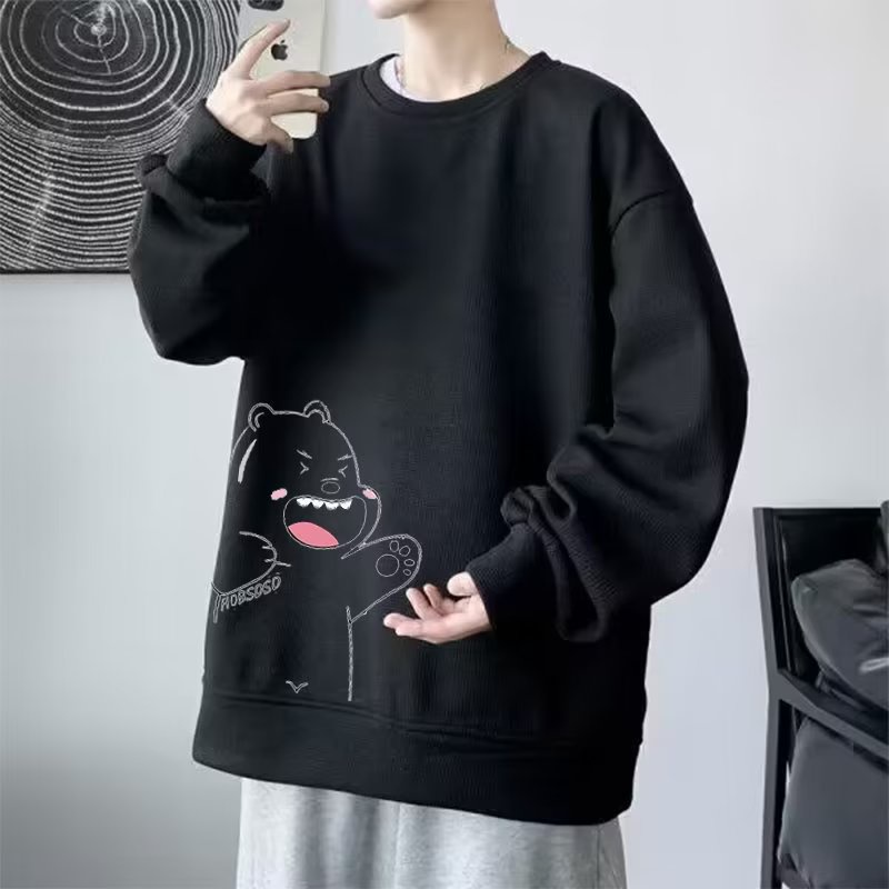 Áo sweater Waffle tay dài in họa tiết Mô hình Cartoon Cub cái phong cách Hàn Quốc thời trang mới dành cho Nam Và Nữ Size M-5XL