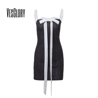 Đầm ống VESGLORY mini ôm hở sexy hở vai màu đối lập thời trang 2023