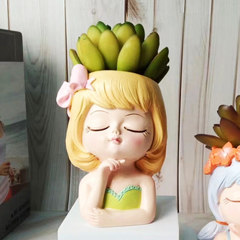 Hoàn hảo bowknot cô gái bê tông silicone nồi khuôn mọng nước lọ hoa đất sét xi măng thạch cao khuôn tự làm vườn nhà chậu hoa