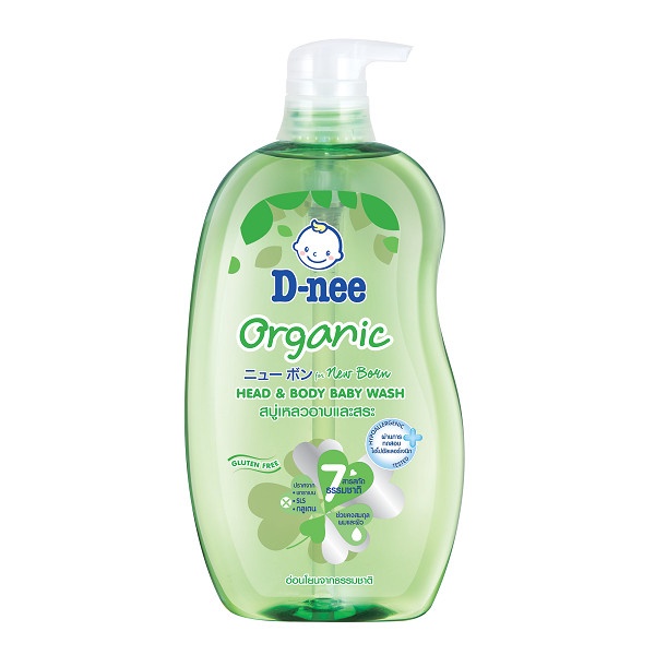 Sữa tắm gội toàn thân hữu cơ cho bé dnee organic 800ml màu xanh lá