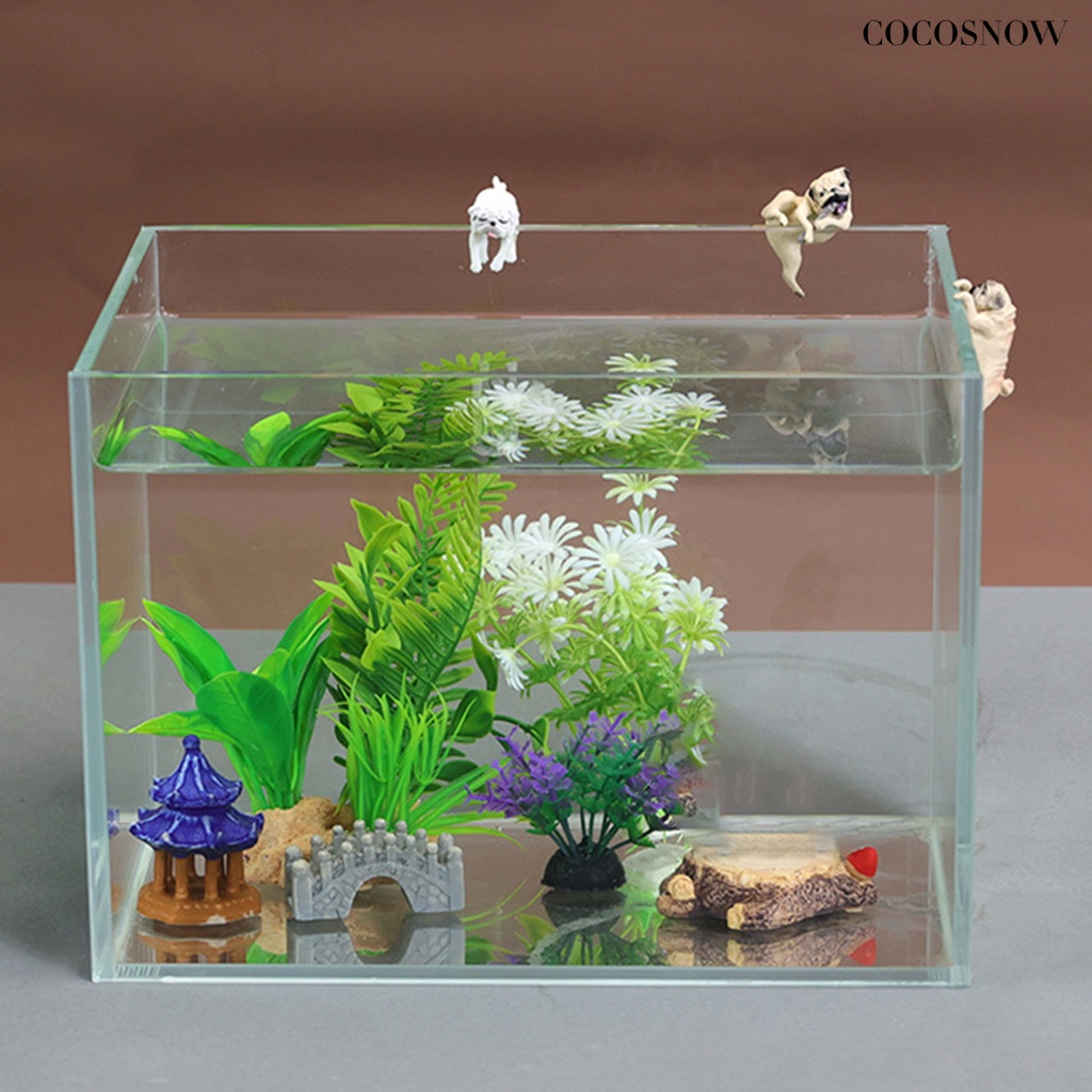 Trang trí bể cá nhựa bền thực tế phim hoạt hình pug treo mặt dây chuyền hồ cá trang trí cho nhà