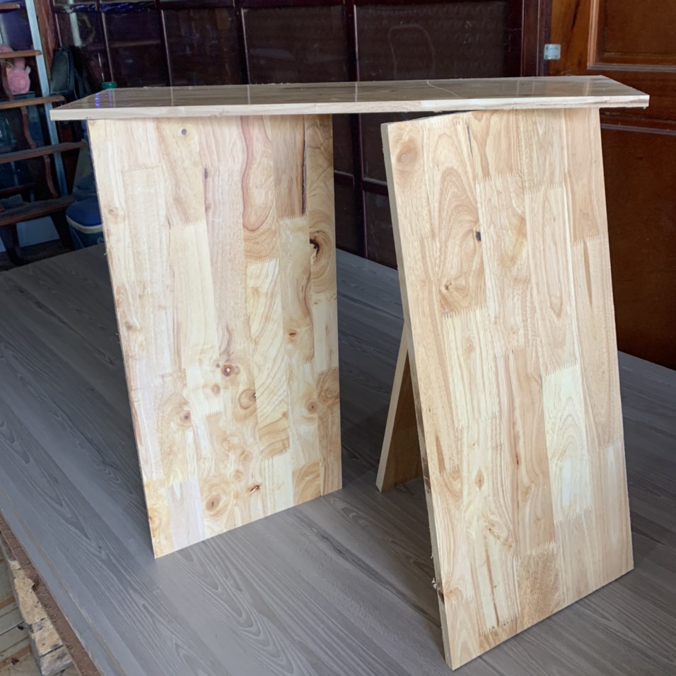 Tấm ván gỗ ghép cao su tự nhiên phủ PU 70x200cm làm mặt bàn,  ghế tủ kệ