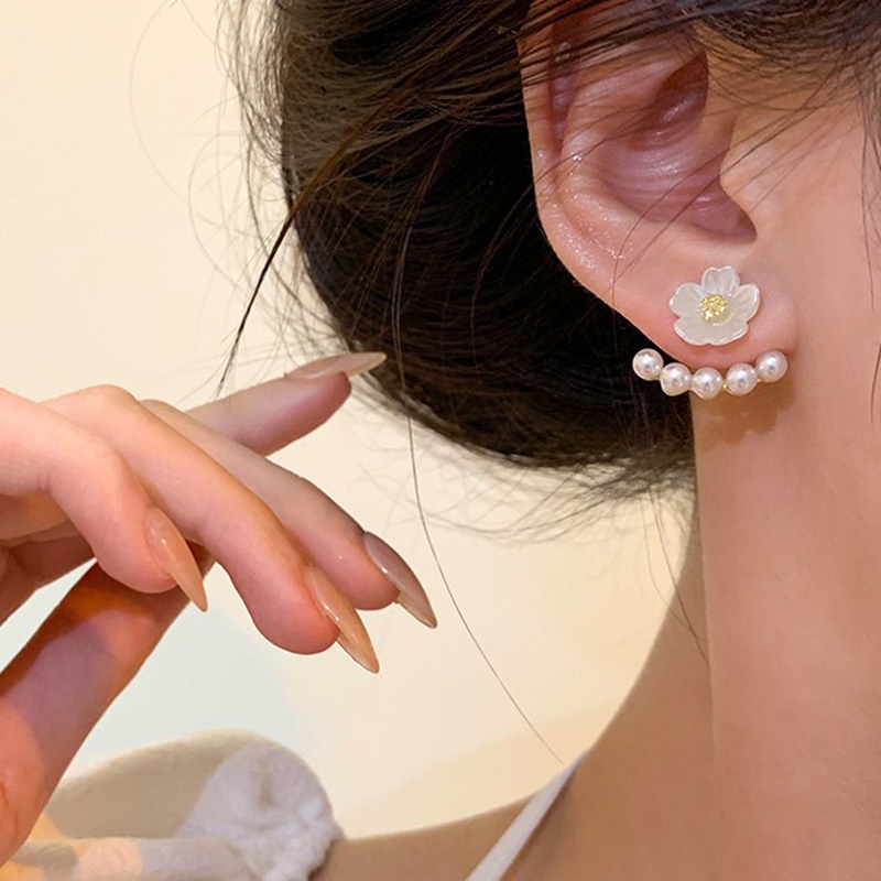 Bông Tai Hai Lớp Đính Ngọc Trai Siêu Nữ Tính