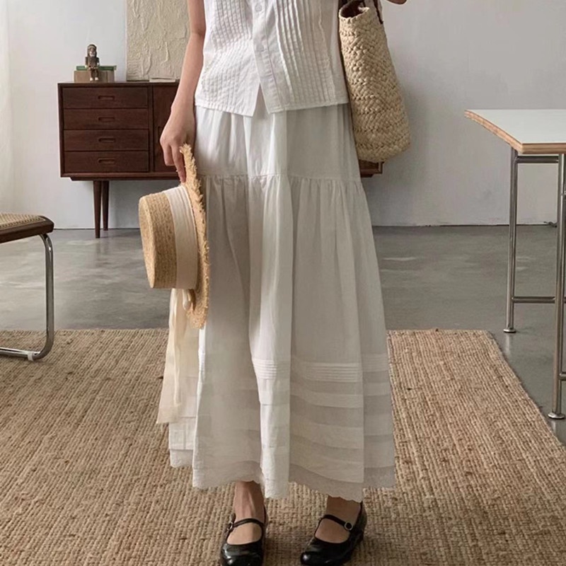 Váy nữ 2023 mới mùa hè phong cách hàn quốc giảm béo eo cao váy dài thanh lịch