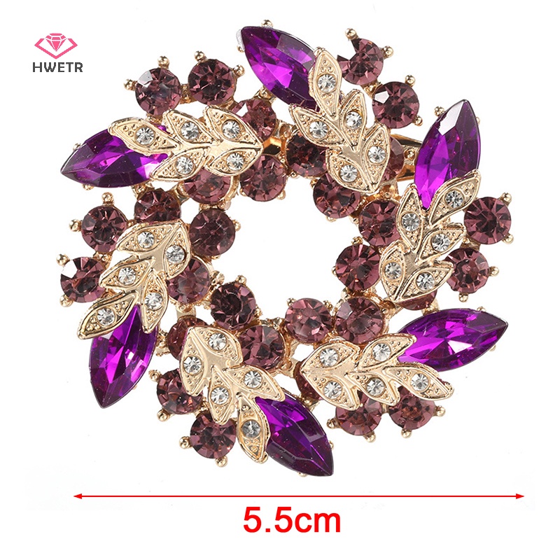 Ghim cài áo HWETR đính đá pha lê kiểu hoa dành cho nữ