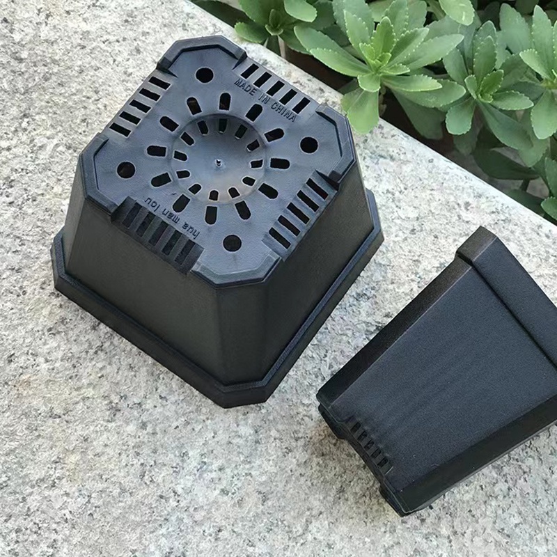 Chậu nhựa vuông cứng đen trắng mini trồng sen đá và xương rồng nhiều size GARIN
