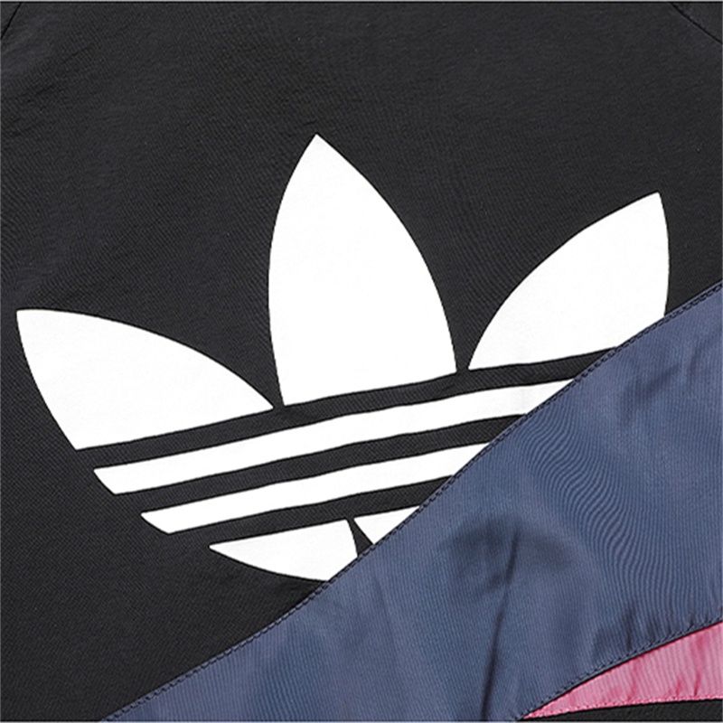 Thêu logo adidas áo gió ngoài trời ban đầu áo gió đứng cổ áo áo gió unisex áo gió thông thường