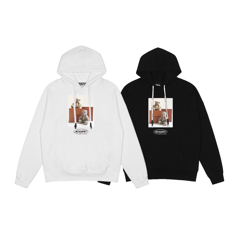 Xu hướng cổ điển pal666ngels cặp đôi thời trang hoodies gấu bông mẫu in áo khoác có mũ trùm đầu áo chui đầu dài tay áo chui đầu cộng với kích thước unisex