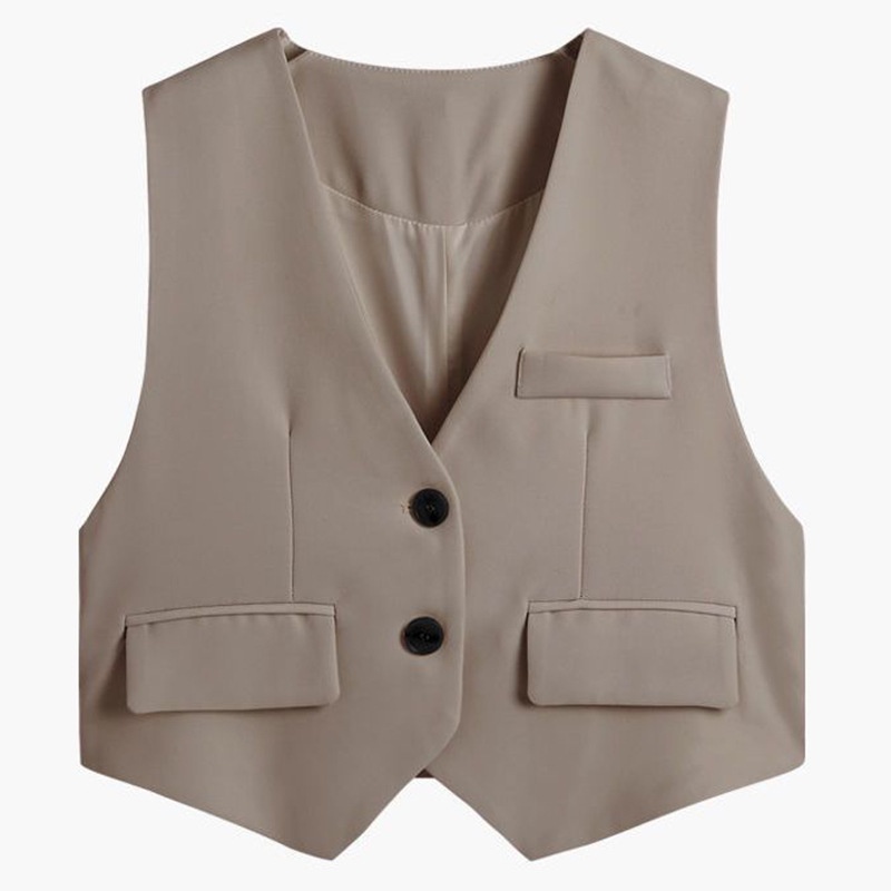 Thiết kế cảm giác thích hợp với màu trắng vest nữ mùa hè mới áo ghi lê vest mỏng màu đen phù hợp với áo ghi lê nhỏ mặc bên ngoài