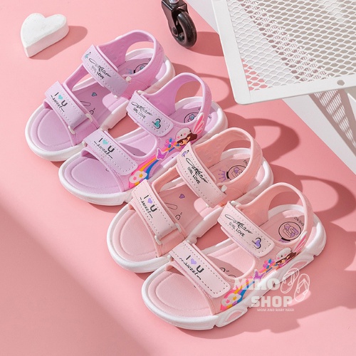 Dép Sandal Quai Dán Đế Mềm Màu Cầu Vồng Đơn Giản Thời Trang Mùa Hè Cho Bé Gái