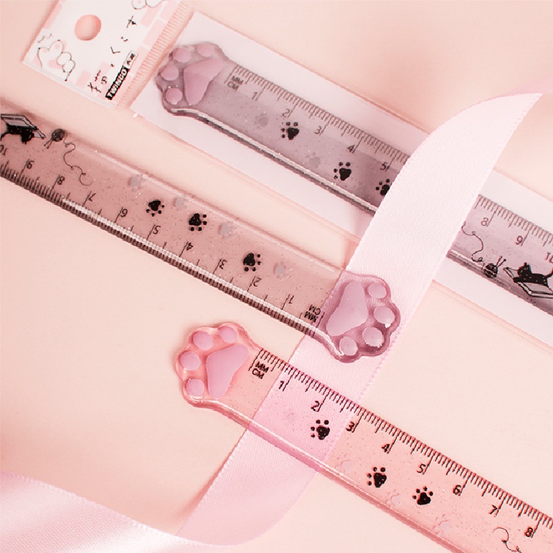 Thước Kẻ 15cm Bằng Nhựa Acrylic Hình Chân Mèo Dễ Thương Tiện Dụng kawaii đồ dùng văn phòng cho trường