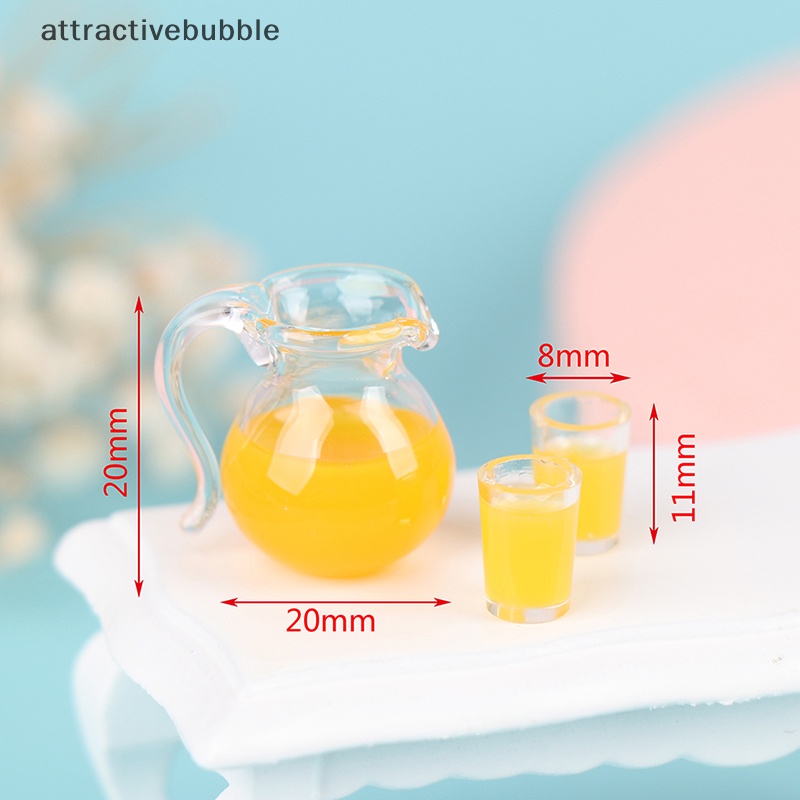 Atvn 3 cái / bộ 1:12 dollhouse miniature drink cup orange juice jug model kitchen decor martijn
