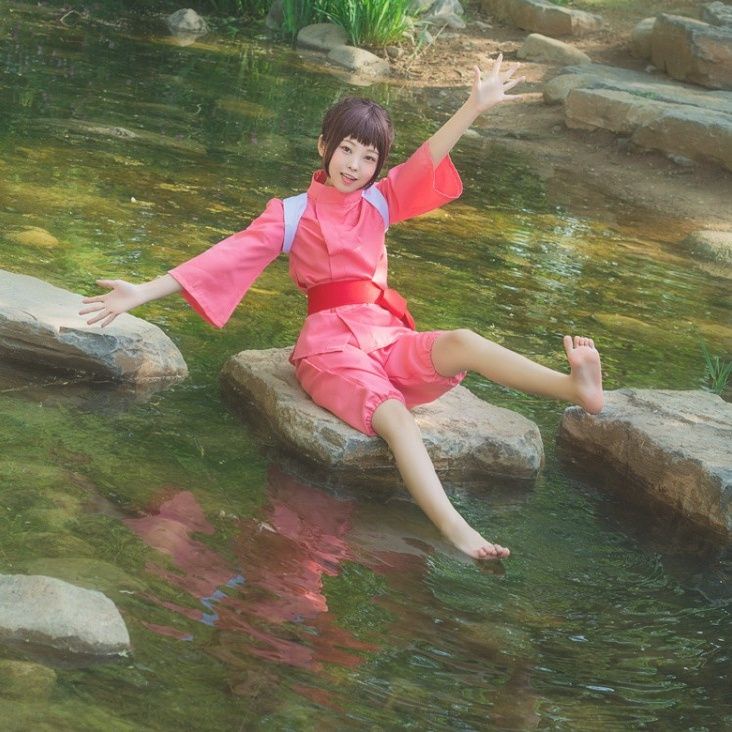 Spirited Away cos costume Ogino Chihiro cosplay White Dragon Haku cosplay Suit Anime Exhibition Costume