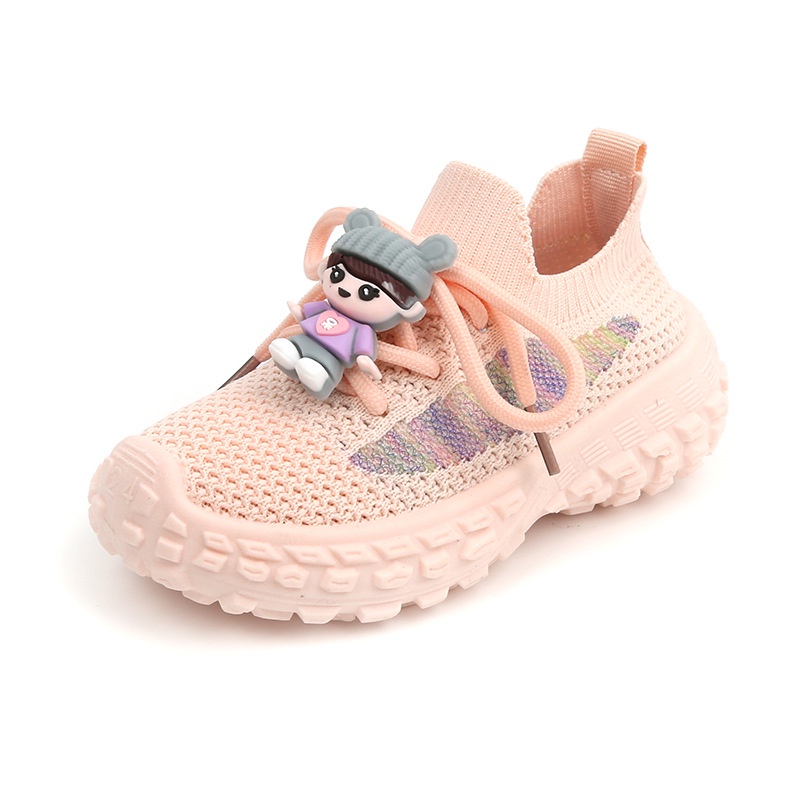 Giày Thể Thao Đế Mềm Phối Lưới Thoáng Khí Họa Tiết Hoạt Hình Dễ Thương Cho Bé Gái