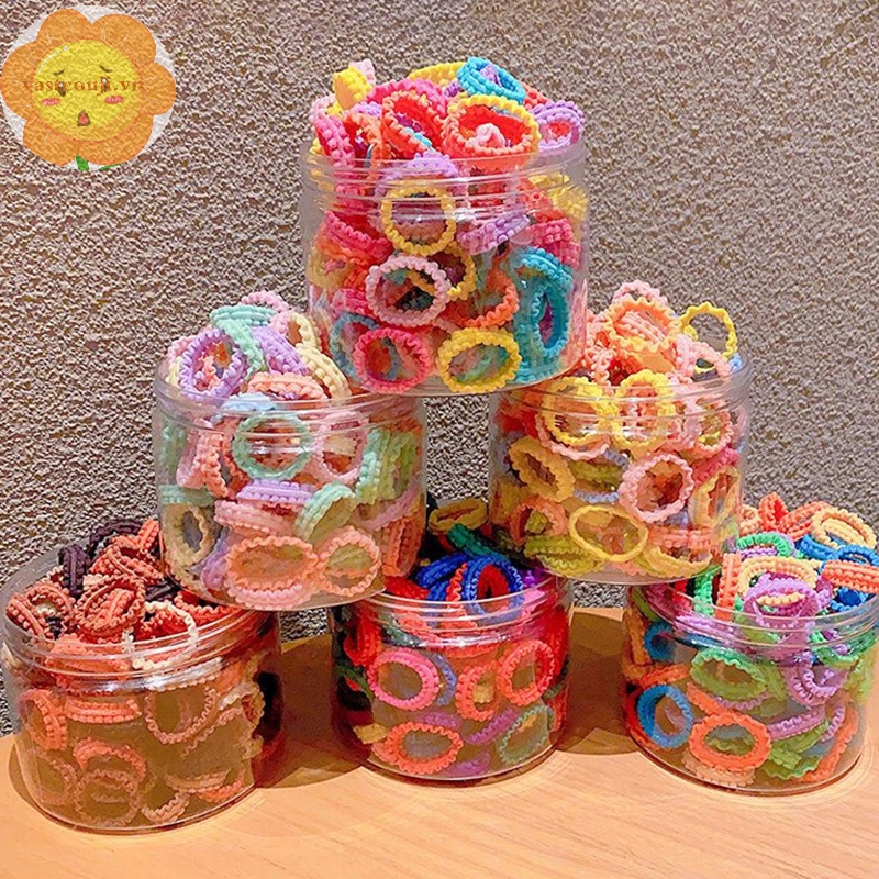 Vastji 50 cái dây buộc tóc đàn hồi cho bé gái nylon trẻ em giá đỡ tóc đuôi ngựa scrunchies trẻ em dây cao su dây buộc tóc mềm phụ kiện vn
