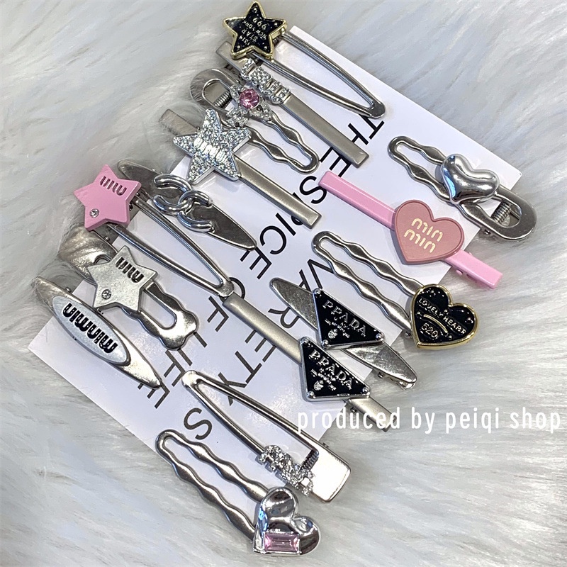 15 cái / bộ y2k sweet cool girl metal pink love duckbill kẹp tóc
