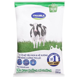 (5 gois sữa bịch vinamilk có đường, không đường gói 220ml