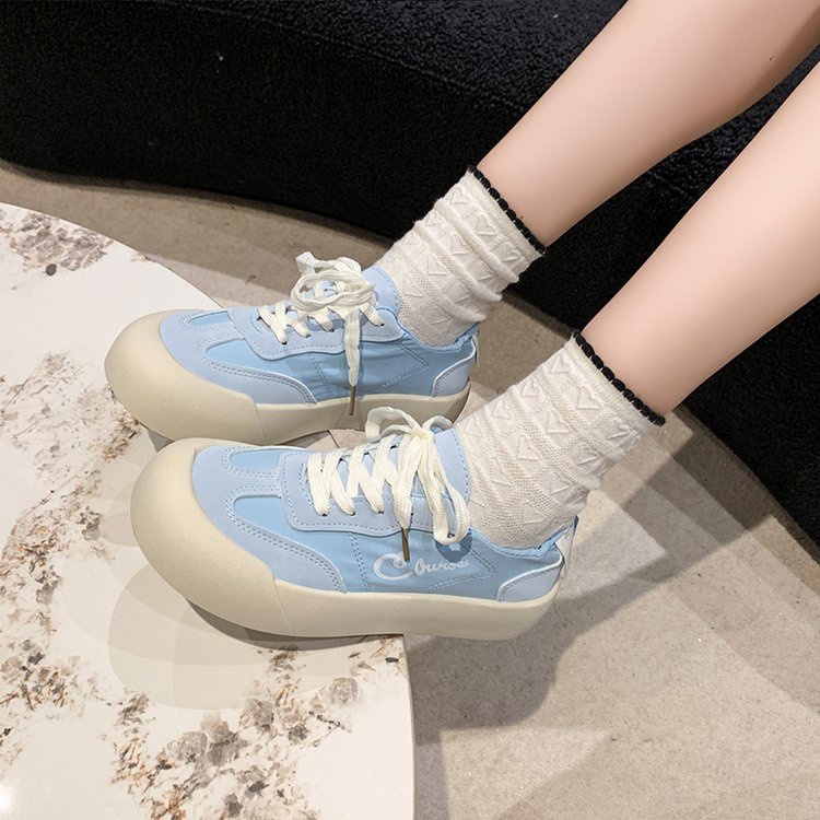 All-match ngón chân tròn miệng trung thể thao giày thường dây đeo chéo nhẹ hàng ngày mặc bên ngoài nền tảng đế giày thể thao nữ