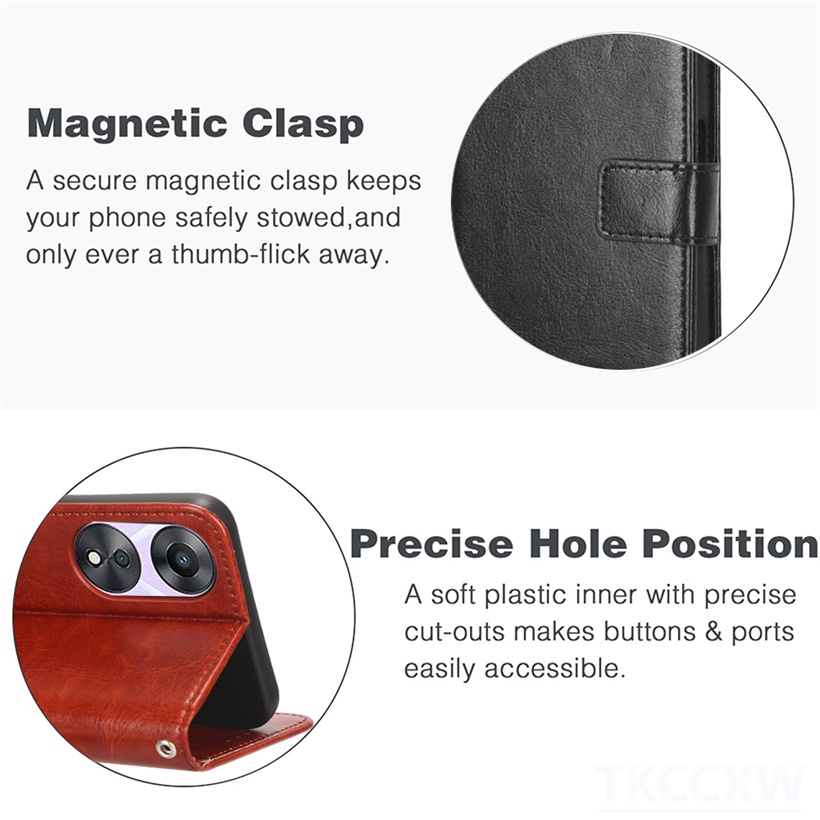 Bao Da Điện Thoại Thời Trang Màu Trơn Cho oppo a38 a58 a78 a98 Ốp