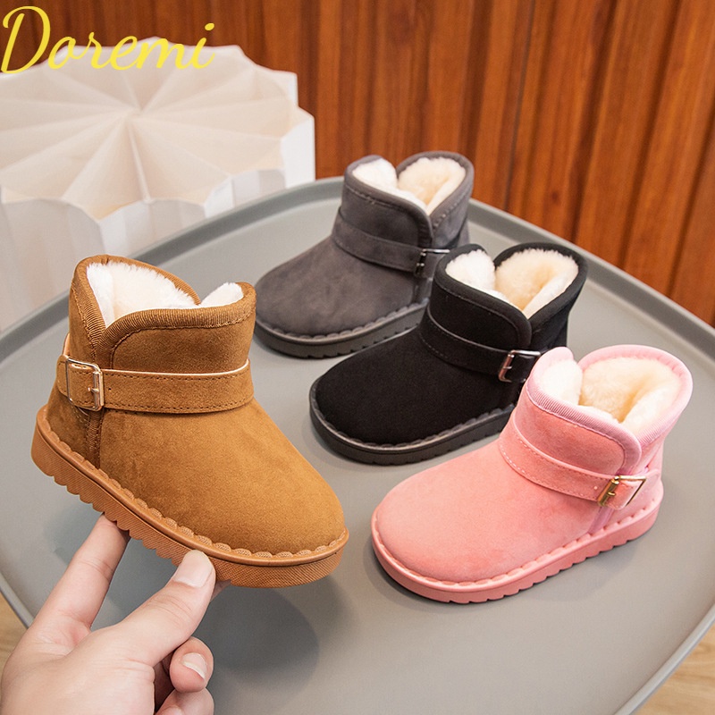 Doremi Giày tuyết ấm áp cho trẻ em giày cho bé gái giày bốt đệm dày lông cừu của bé trai