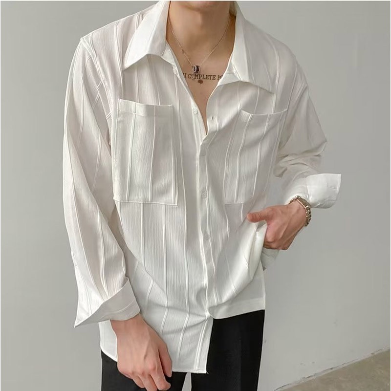 Áo sơ mi LIVE GREAT tay dài đơn giản thời trang cho nam