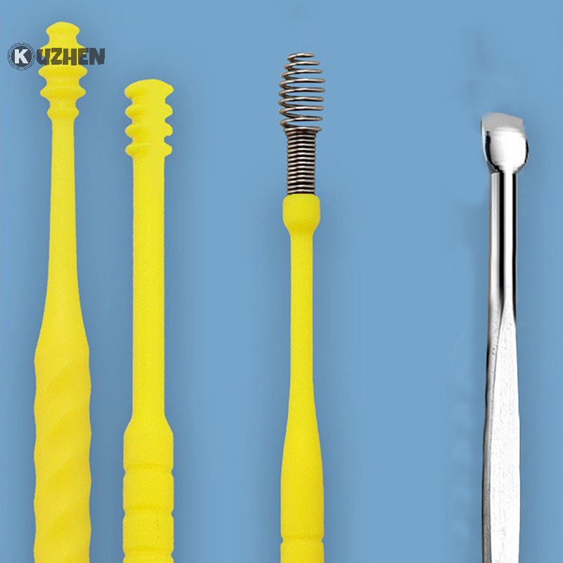 Kuzhen 7 cái / bộ dụng cụ lấy ráy tai bằng thép không gỉ earpick wax remover curette ear pick hot