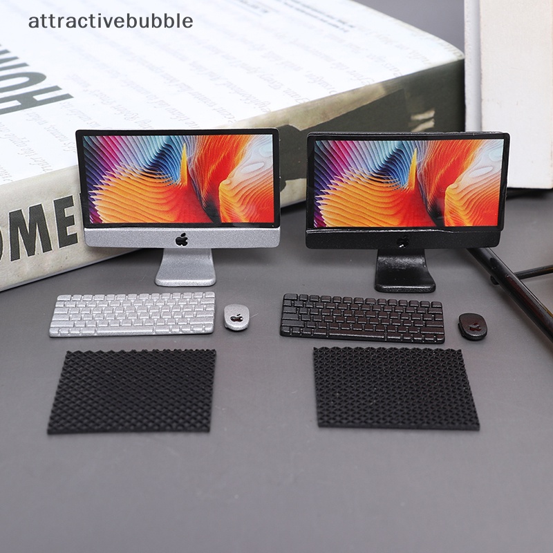 Atvn 1/12 máy tính mini + chuột + bàn phím mô hình văn phòng phẩm cho nhà búp bê thu nhỏ martijn