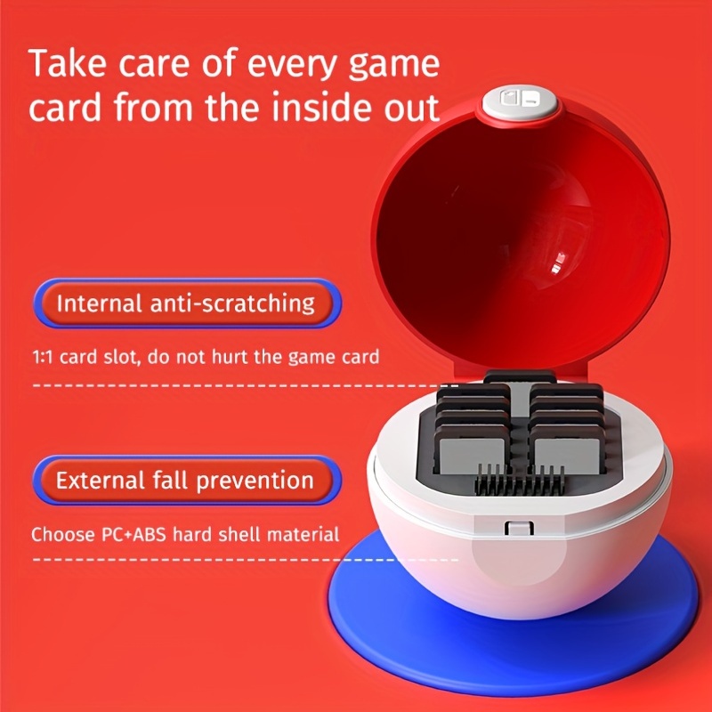 Hộp lưu trữ pokemon poke ball cho nintendo switch & switch oled / lite card switcholed game card strap, fun tumbler storage box