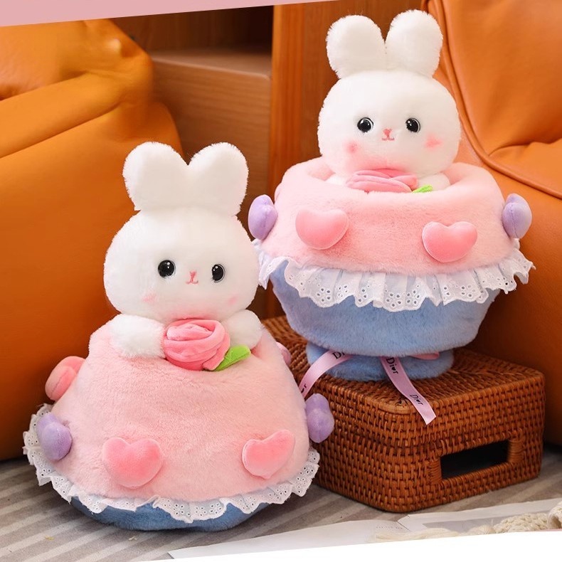 Panda ~ dBúp bê nhồi bông thỏ dễ thương  Hồng bé gái trái tim công chúa Thỏ bó hoa Búp bê thỏ Búp bê gối mềm Siêu dễ thương Quà tặng ngày lễ tình nhân Quà tặng sinh nhật 0183